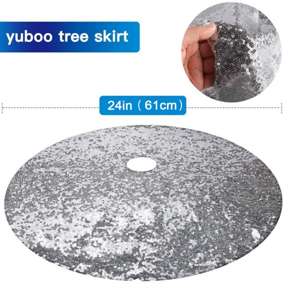 Christmas Tree Skirt,24" Sequin Double Layers Tree Mat Xmas Tree Decorations