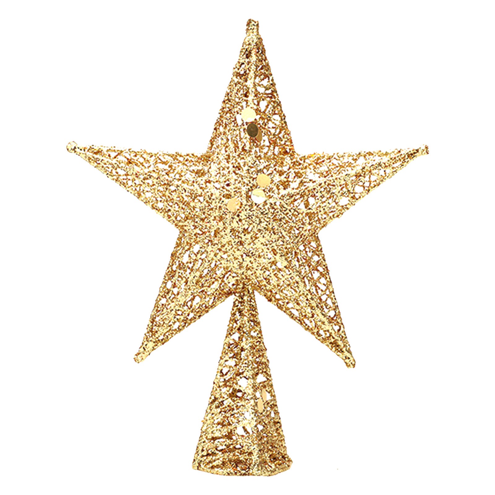 Gold Christmas Tree Topper 5 Pointed Star Glittering Wire Metal Tree ...