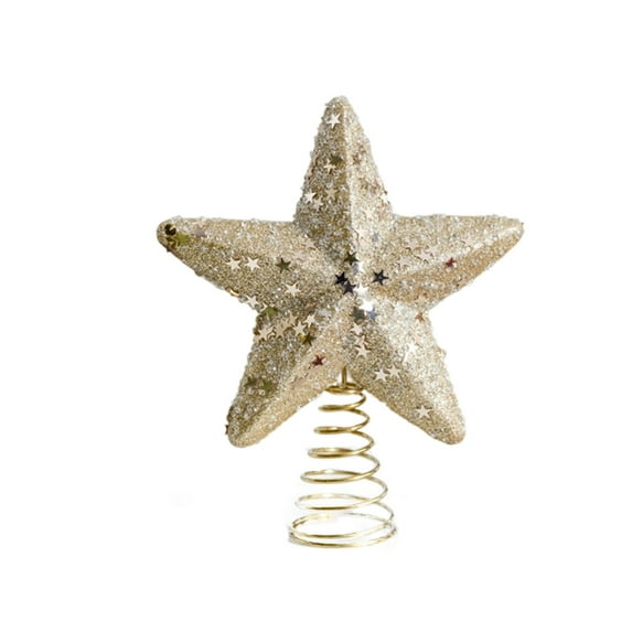 Gold Christmas Tree Topper Star Decoration 18x15x4cm Plastic Golden Tree Top for Holiday Home Decor, Festive Tree Topper for Christmas Party