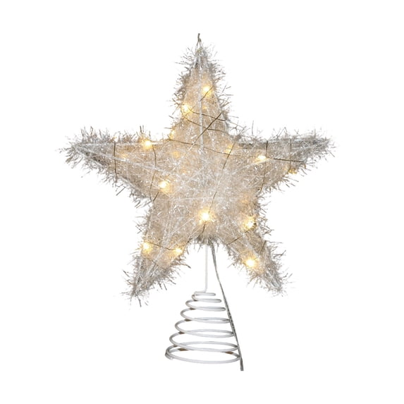 Gold Christmas Tree Topper Star with Warm White LED Lights, Glittered Star Tree Topper for Christmas Tree Festive Decorations and Xmas Holiday Seasonal Decor, 11.8 x 9.5 Inch