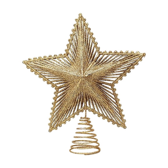 Gold Christmas Tree Topper Treetop Light For Holiday Decor Star Shape Metal Build With Glowing Lights