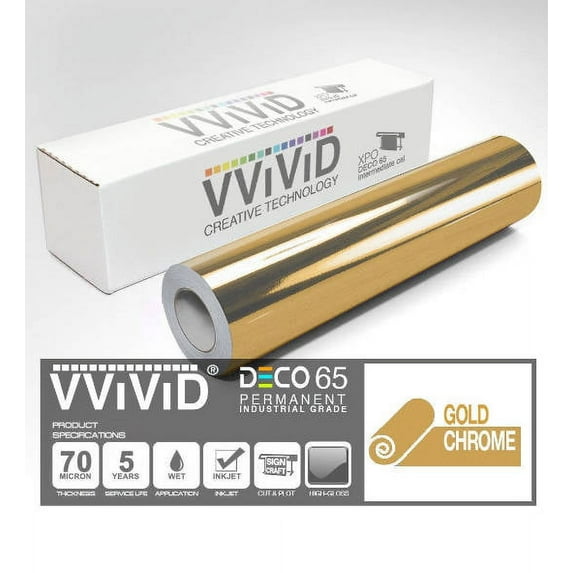 Gold Chrome – Contact Paper Vinyl Permanant Film - For Cricut, Silhouette & Cameo Contact Paper Vinyl - VViViD DECO65