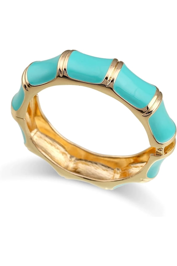 Gold Chunky Bangles for Women Colorful Jade Bangle Bracelet Bamboo Style Statement Bracelets Stackable Fashion Jewelry Gift for Women[b27999]