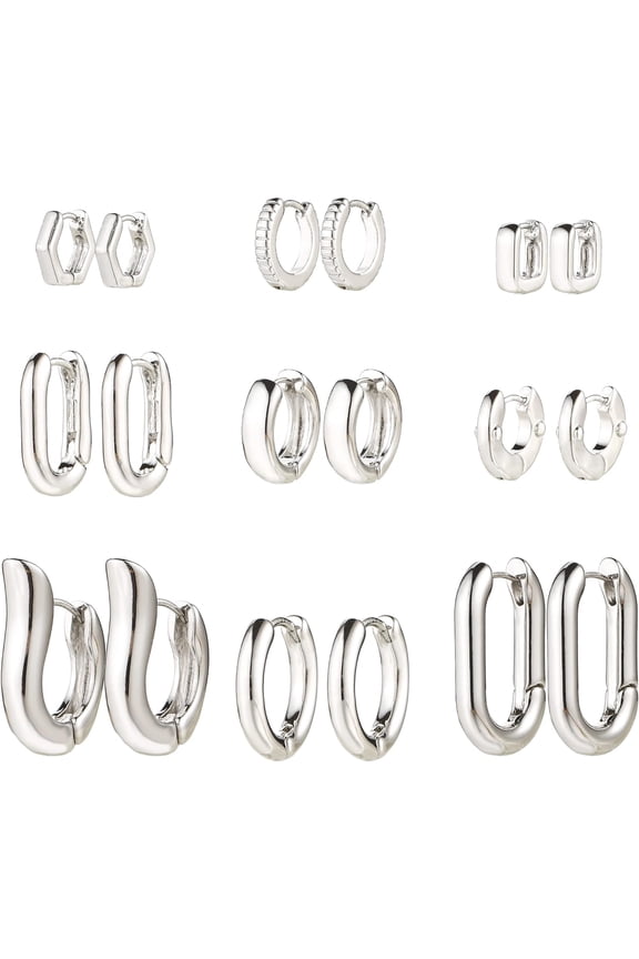 Gold Chunky Hoop Earrings Set For Women, 14K Gold Plated Twisted Huggie Hoop Earring Hypoallergenic, Thick Open Hoops Set Lightweight[Z530]