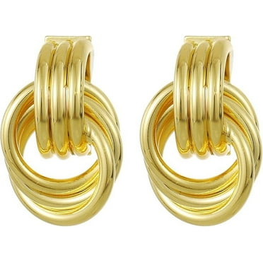 Gold Chunky Knot Earrings,18K Real Gold Plated With 925 Sterling Silver Post,Statement Earrings Knot Geometric Drop Dangle Earrings, Trendy Jewelry Gift For Women