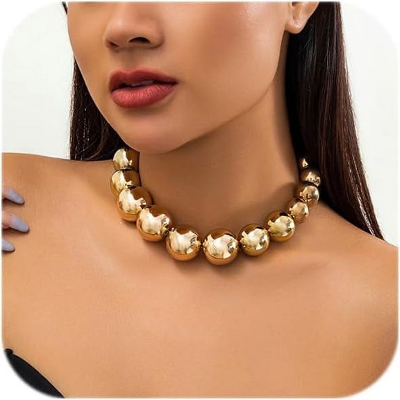 Gold Chunky Necklaces For Women Silver Big Ball Necklace Chunky Choker Necklace Exaggerated Gold Statement Necklace Jewelrys For Women[Z5004]