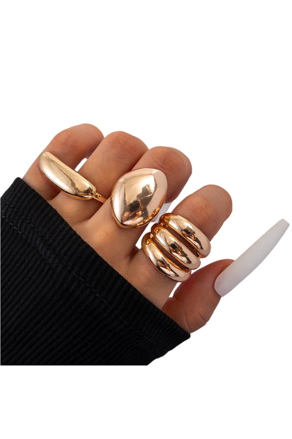 Gold Chunky Rings Set for Women Chunky Round Dome Ring Set Dainty Silver Stacking Knuckle Ring Statement Irregular Gold Rings for Women Costume Accessories