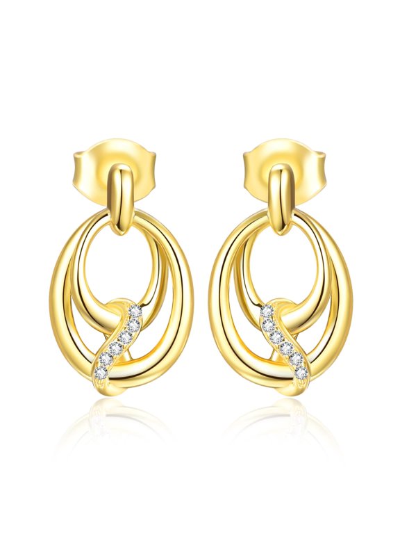 Gold Circle Earrings Sterling Silver Circle Earrings for Women Round Earrings Double Circle Stud Earrings Infinity Stud Earrings Double Circle Jewelry Gifts for Women