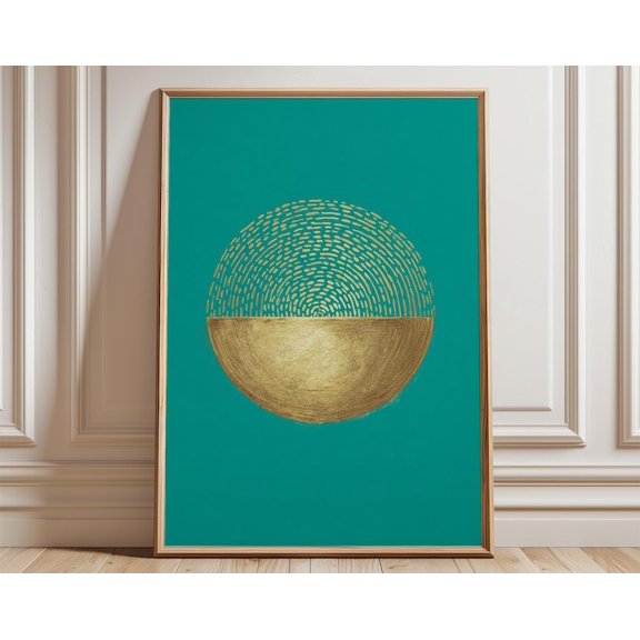 Gold Circle Geometric Wall Art Print, Unframed Paper Poster 8x10in