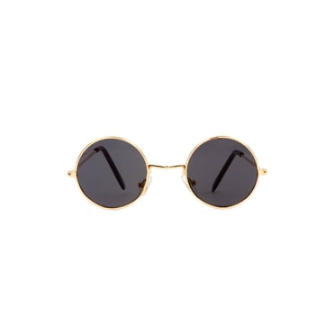 Gold Circular (41mm) Frame Black Lens Sunglasses