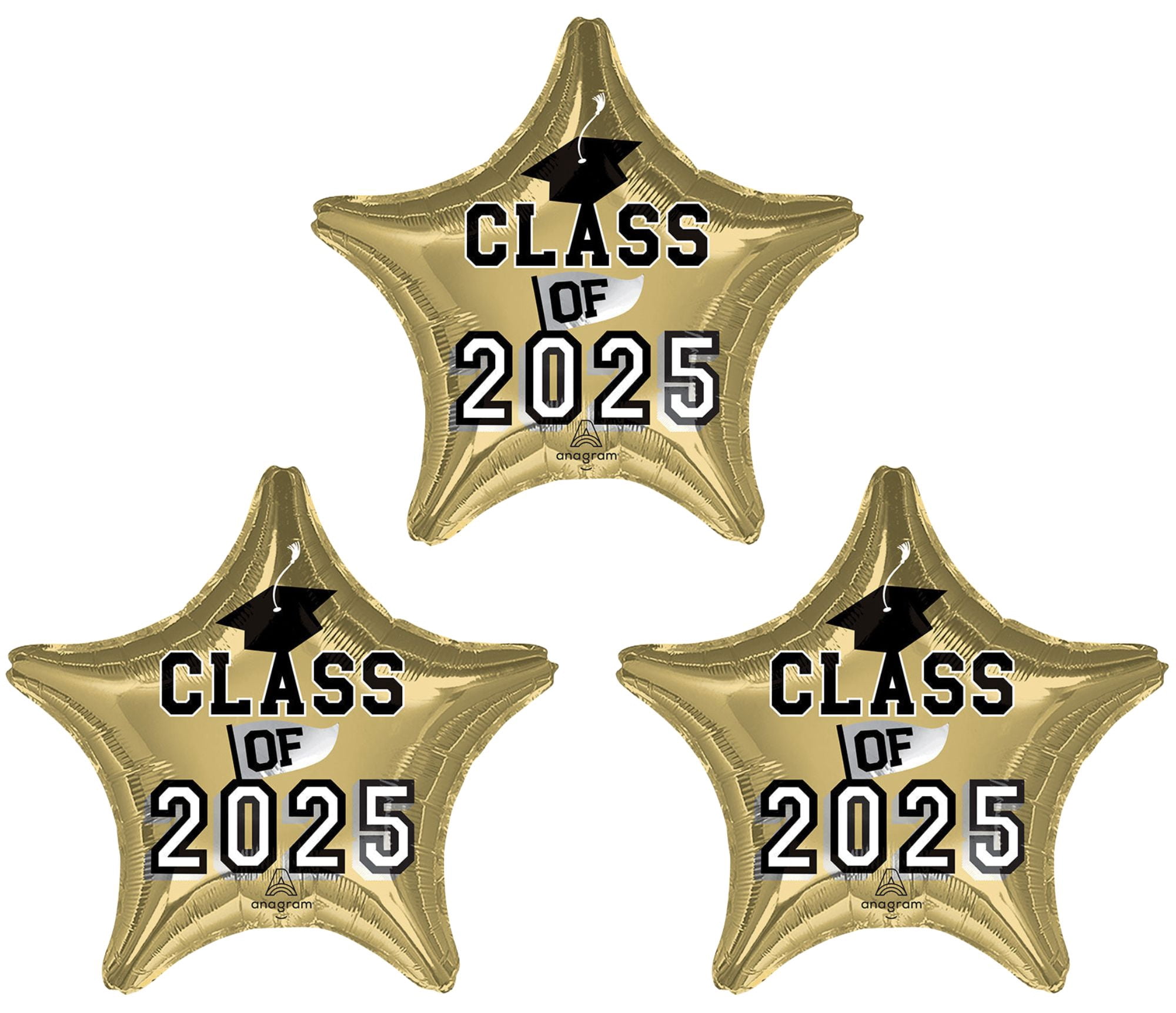 Gold Class of 2025 Graduation party 3 pc balloons Decorations supplies ...