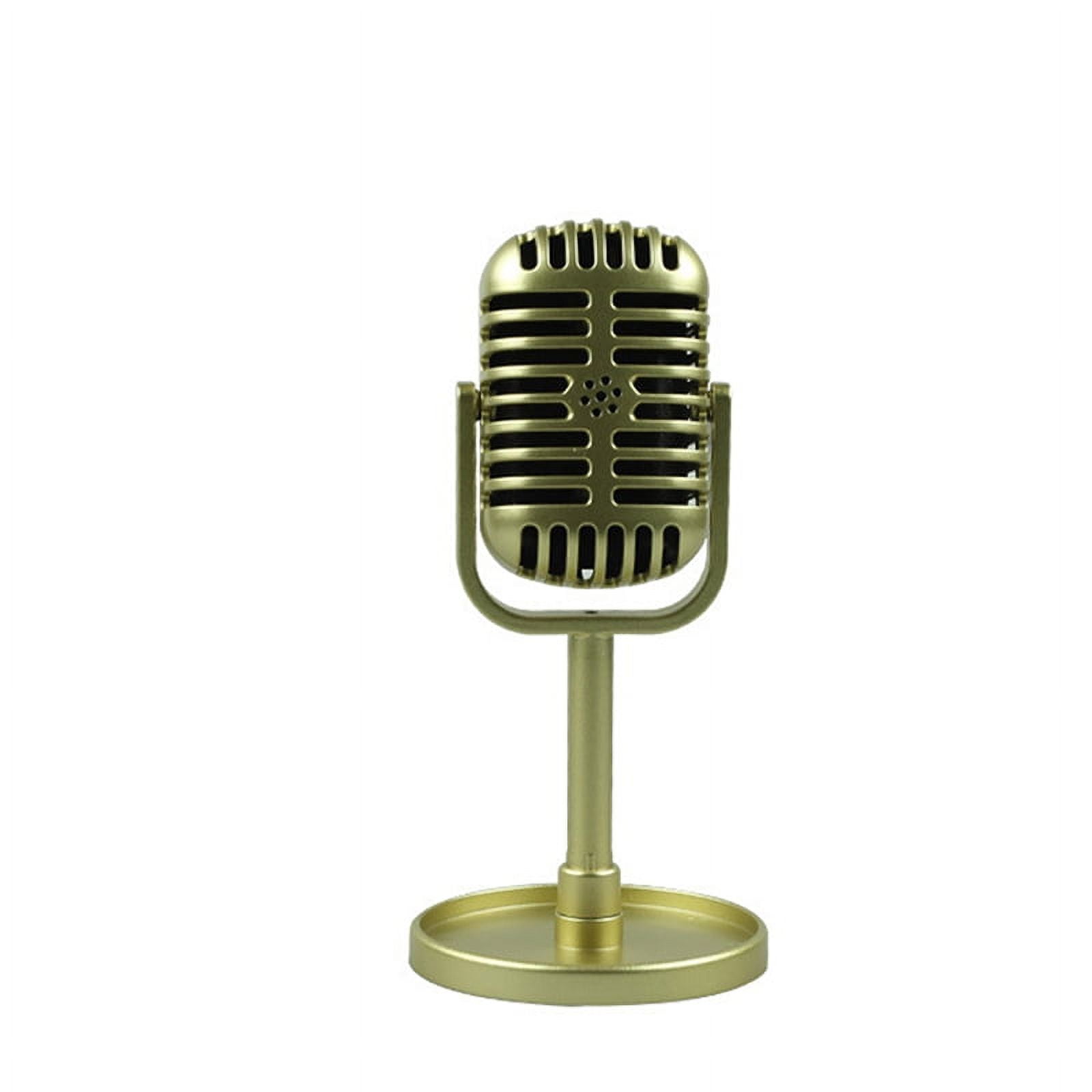 (Gold) Classic Retro Dynamic Vocal Microphone Vintage Style Mic Universal Stand Model