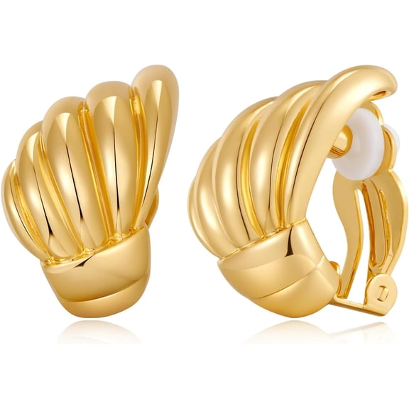 Gold Clip On Earrings Button Rectangular Drop Clip Earrings For Women Trendy Earrings For Women Girlsu2026[Z1]