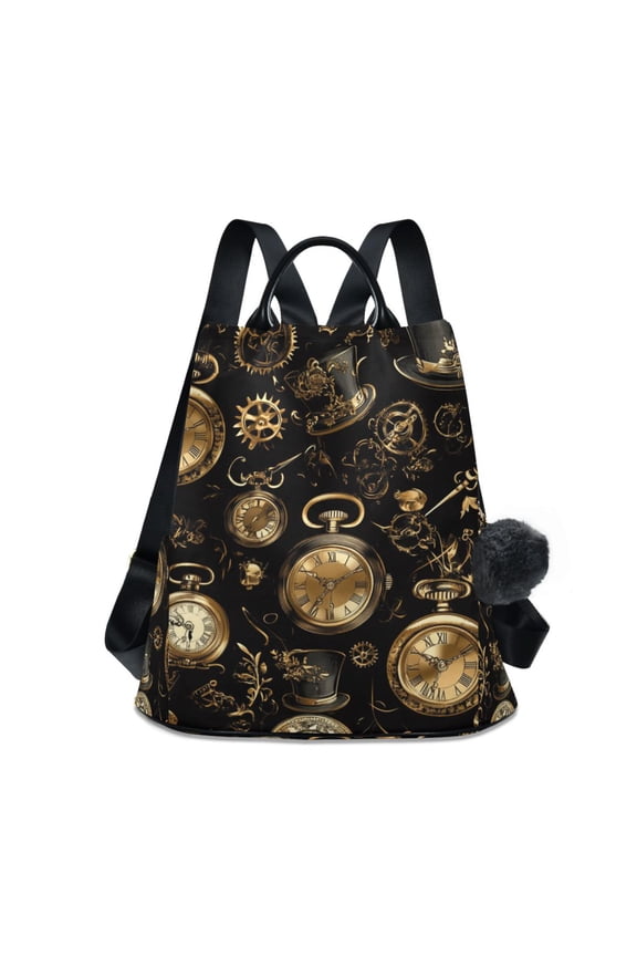 Gold Clocks Machines Travel Laptops Backpack for Women Anti-theft Casual Work Bag Daypack Lightweight Laptop Bag