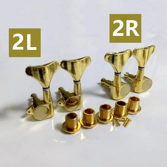 Gold Closed Electric Bass Tuning Pegs Left & Right Tuners Set for 3L 3R/2L 3R/3L 2R/2L 2R String Configuration Bass Guitar
