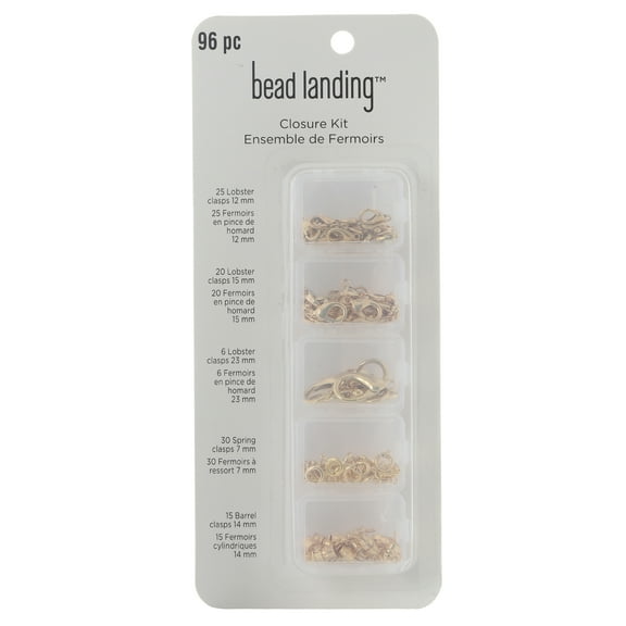 Gold Closure Variety Kit by Bead Landing – Nickel-Free Assorted Jewelry Clasps in Multiple Sizes & Finishes for Necklaces - Bracelets & DIY Accessories - 6 Pack