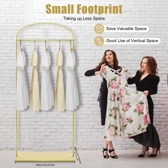Gold Clothes Rack Metal Freestanding Garment Dress Display Strorage Stand Rack for Homes, Clothing Stores