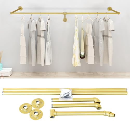 Gold Clothes Rack Wall Clothing Rrack Industrial Pipe Clothes Racks ...