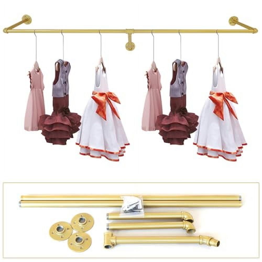Gold Clothes Rack Wall Clothing Rrack Industrial Pipe Clothes Racks ...