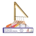 thumbnail image 1 of Single Foldable Clothing Rack, Wall-Mounted Retractable Clothes Hanger for Laundry Dryer Room, Hanging Drying Rod, Small Collapsible Folding Garment Racks, Dorm Accessories (Gold), 1 of 7