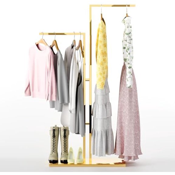 Gold Clothing Rack - Adjustable Double Arm 43-67in Garment Racks for Hanging Clothes Hangers Stand Dress Up Storage Display Rack for Shop Vendors Retail Store$$Home Decor, Kitchen, & Other