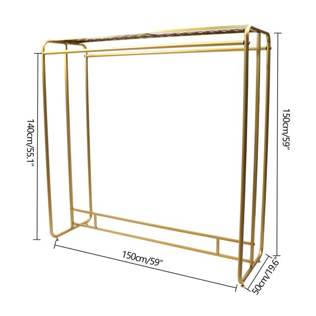 Gold Clothing Rack For Boutique Use Metal Garment Rack With Top Shelf