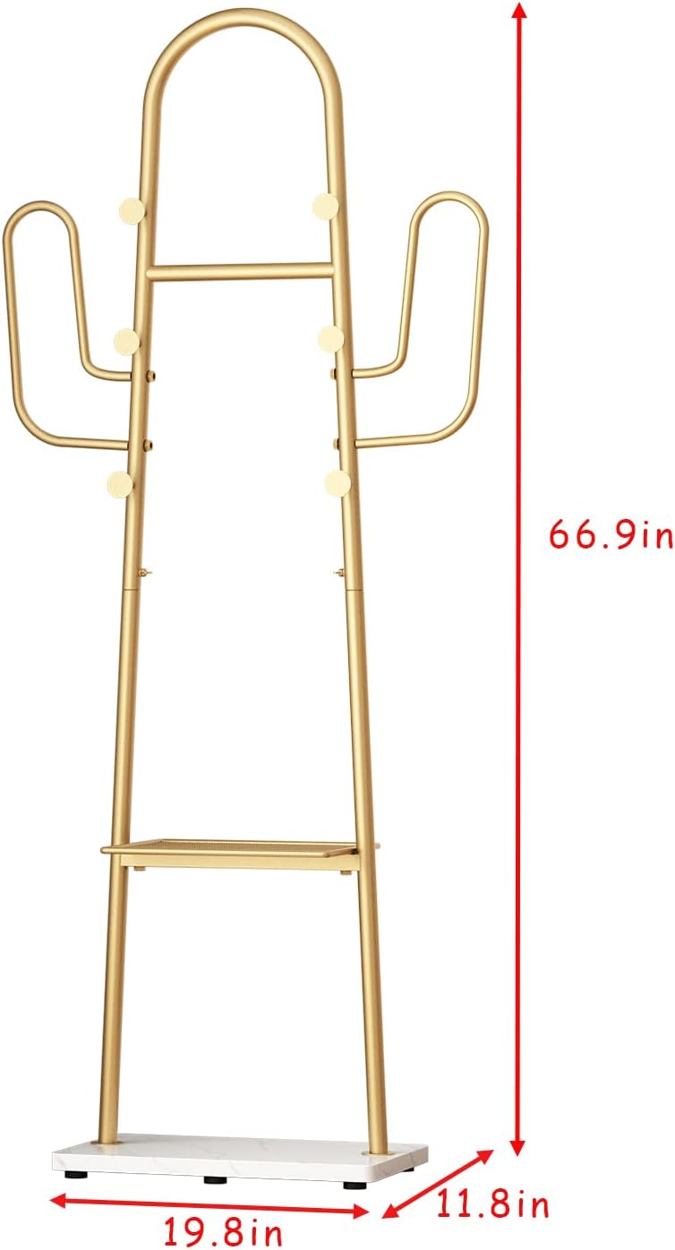Gold Clothing Rack, Modern Clothing Rack with Shelf, Standing Coat Rack