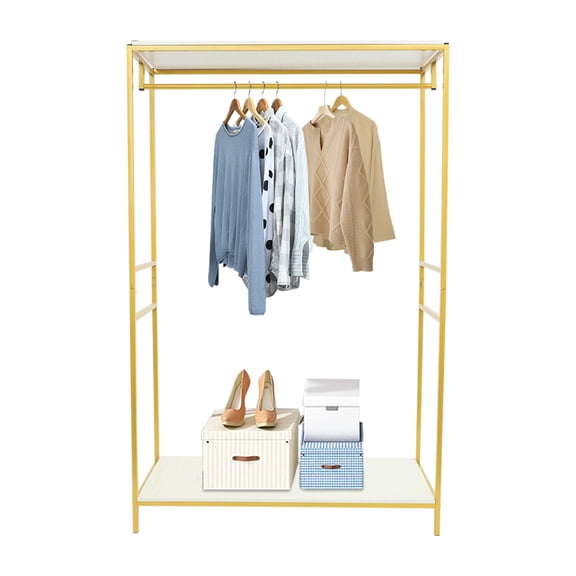 Gold Clothing Rack Modern Garment Rack with Shelf Clothes Rack Home Indoors or Outdoors