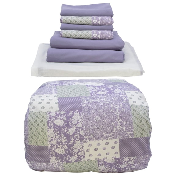 Gold Coast 8 pc Bed in a Bag Wesley Ann Purple Patchwork Comforter Set, Full