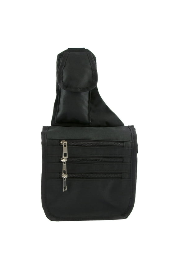Expandable Black Nylon Crossbody Sling Bag with RFID Technology