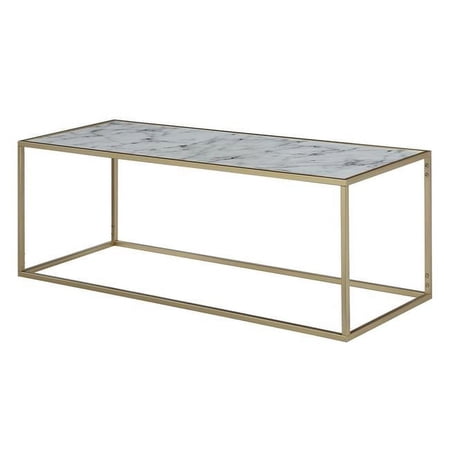 Gold Coast Faux Marble Rectangle Coffee Table, White Faux Marble & Gold - 48 x 17 x 16.5 in.