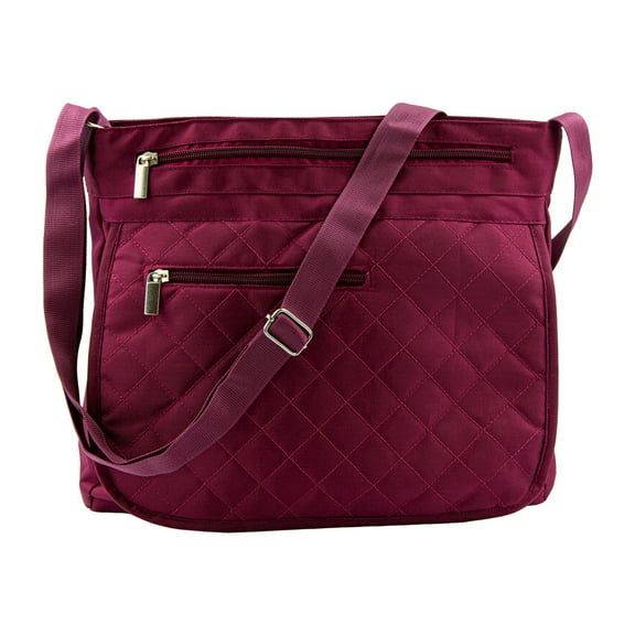Gold Coast Quilted Burgundy Organizer Shoulder Bag with RFID Technology