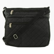 Gold Coast Quilted Multi-Compartment Black Nylon RFID Crossbody Handbag