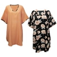 thumbnail image 1 of Gold Coast Set of Two Women's Satin Night Shirts in Floral Navy/Coral, 1XL, 1 of 7