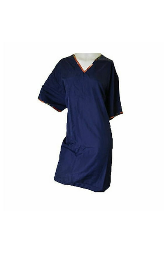 Set of Two Women's Satin Night Shirts in Navy Blue, 3XL