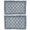 thumbnail image 1 of Gold Coast Shaggy Cotton Lattice Blue and White Bath Rug 28" x 18" Set of 2, 1 of 4