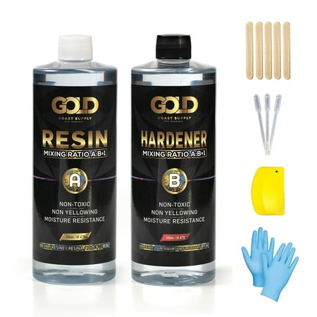 Gold Coast Supply 32 oz | Epoxy Resin Crystal Clear for Art Making | Non-Toxic UV Resistant