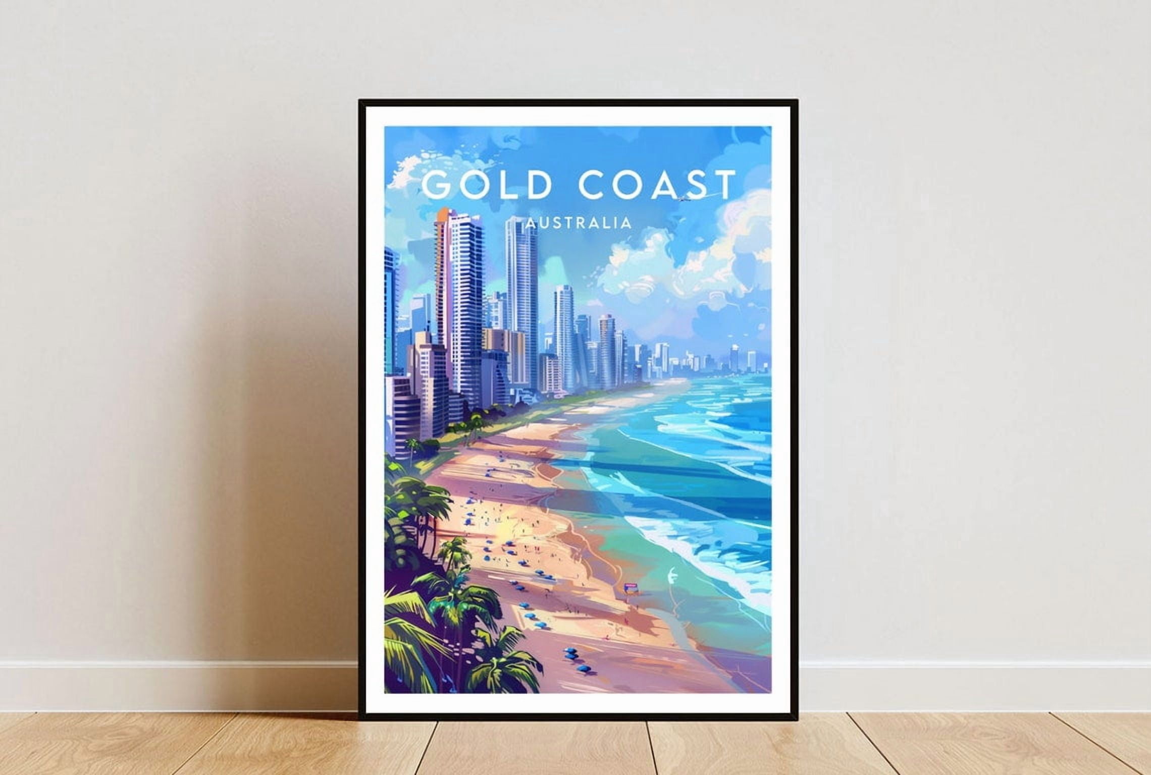 Gold Coast Travel Australia Poster, Office, Living Room, Gallery Wall ...
