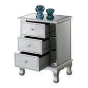 Gold Coast Vineyard Three-Drawer End Table with Mirrored Glass and Gray Trim