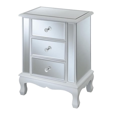 Gold Coast Vineyard 3 Drawer Mirrored End Table, White