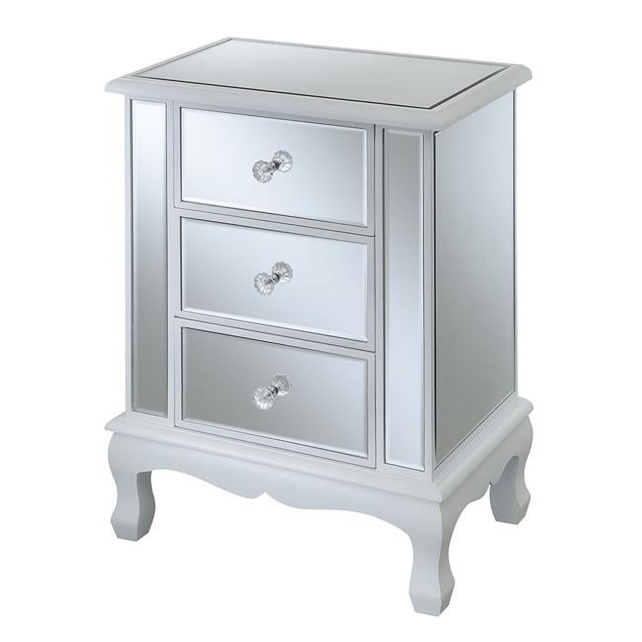 Gold Coast Vineyard 3 Drawer Mirrored End Table, White