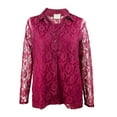 thumbnail image 1 of Gold Coast Women's 2-Piece Lace Button-Up & Tank Top Set in Burgundy, Large, 1 of 7