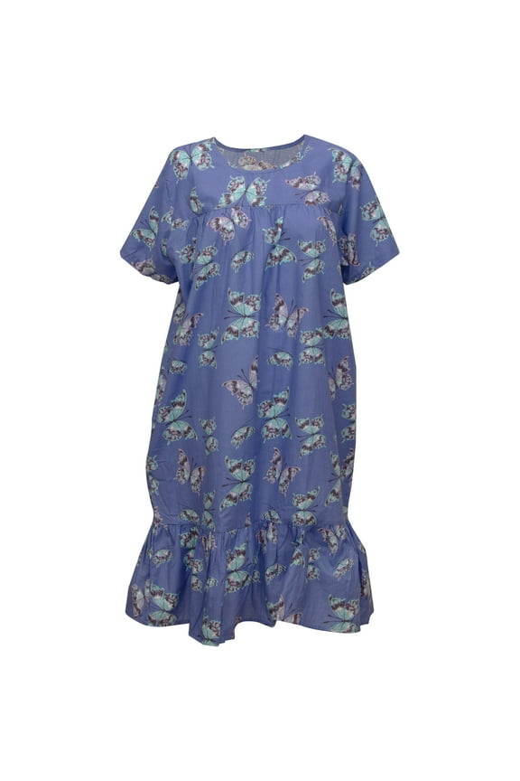 Women's Blue Butterfly Dreams Nightgown, Large