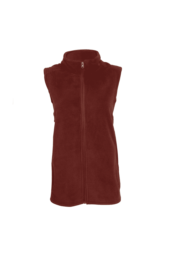 Women's Polar Fleece Zip-Up Vest in Burgundy, Large