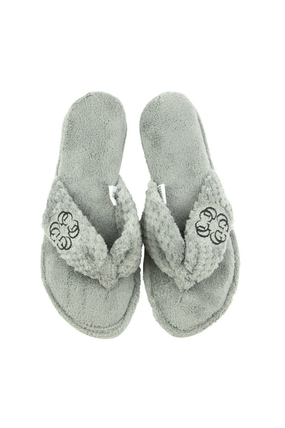 Women's Cozy Memory Foam Flip Flop Slippers in Grey, S (5-6)
