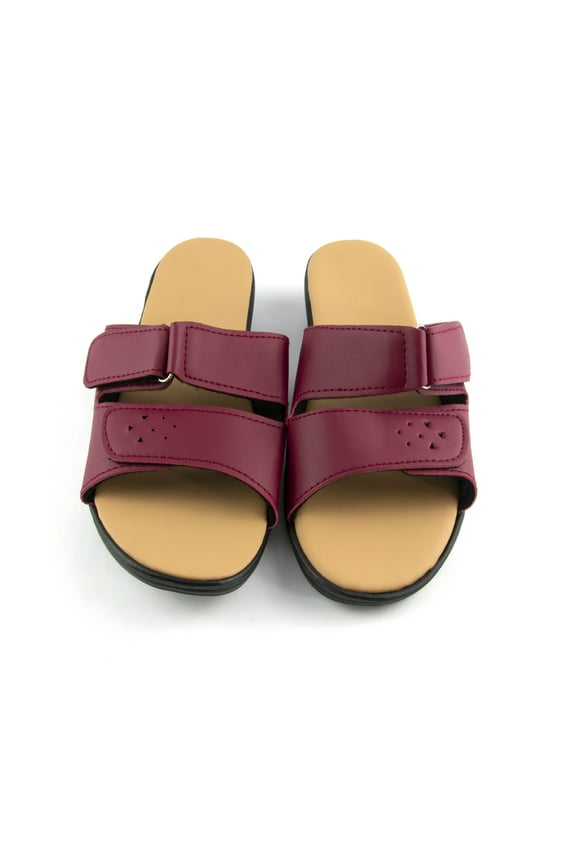 Women's Memory Foam Slide Sandals in Red, Size 7.5