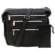 Gold Coast Womens Microfiber Crossbody Bag w/ RFID Technology in Black + Pouch