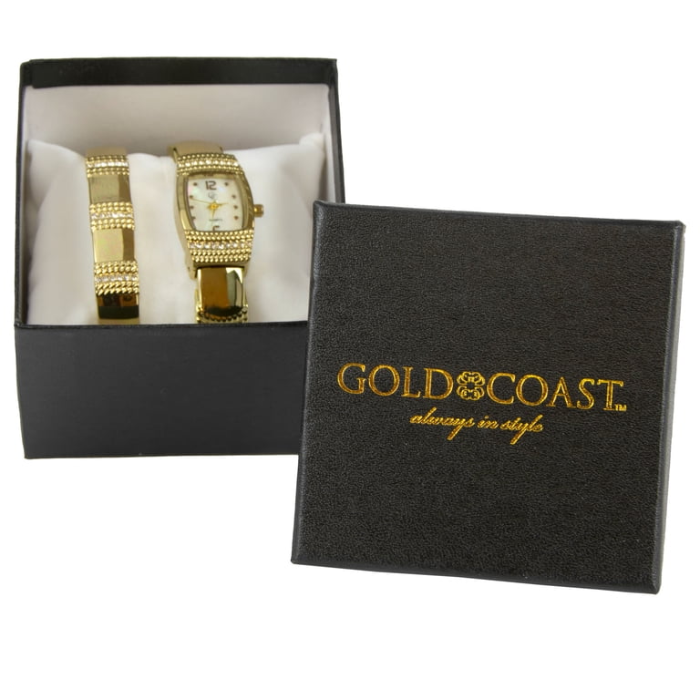 Women\'s Bangle Watch and Bracelet Set Gold Geneva Womens Gold-Tone T-Bar Bangle Watch Boxed Set - JCPenney main image 2
