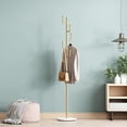 thumbnail image 1 of Gold Coat Rack, Free-standing Small Modern Coat Stand Tree with 6 Hooks, Marble Base, Hat & Coat Cactus Shape Hanger for Bedroom, Office, Metal Vintage, gold, 1 of 13
