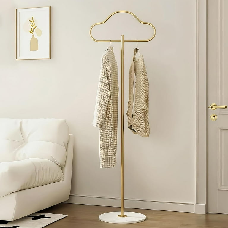 Gold Coat Rack with Heavy Marble Base Modern Coat Tree for Coats Hats Scarves Cloud Shape Freestanding Clothing Racks for Bedrooms Living Rooms